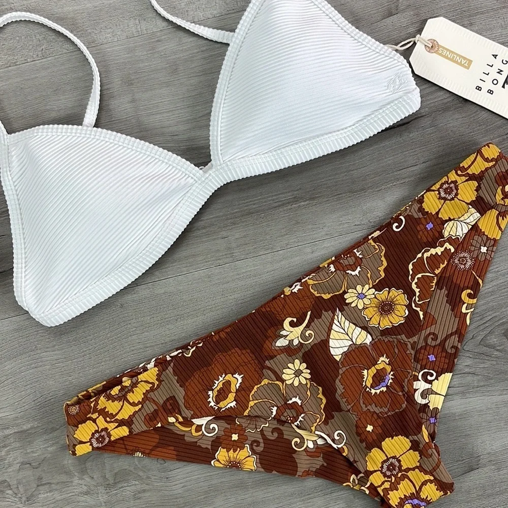 ☀️BILLABONG☀️ RVCA☀️ TANLINES CECI TRI EARTH BLOOM CHEEKY BIKINI SET